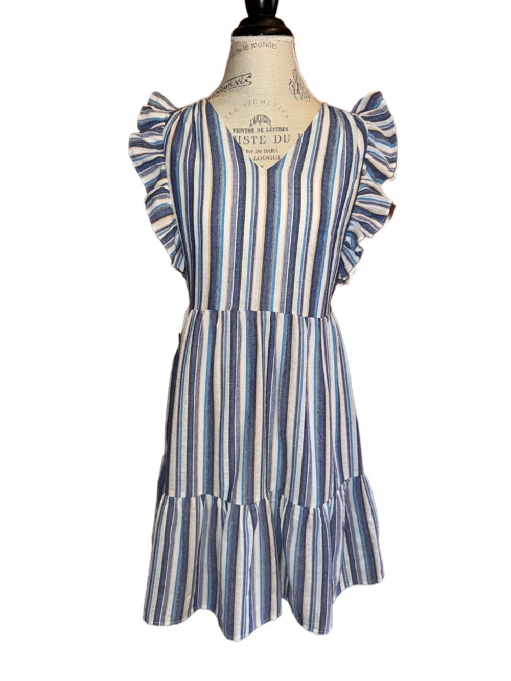 Jade Melody Tam Blue Striped Dress Women’s Size Small